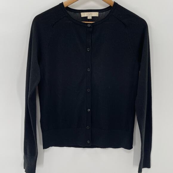 Loft Signature Cardigan Wool Blend Soft Button Front Sweater Size S Lightweight - Picture 1 of 9